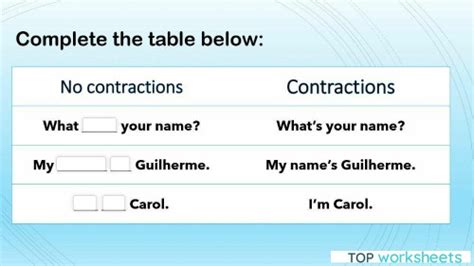 Contractions Interactive Worksheet Topworksheets