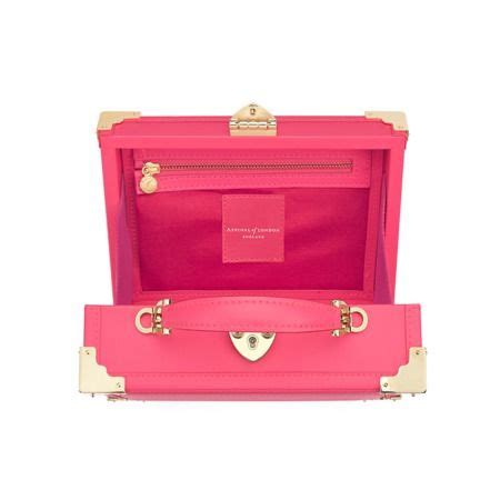 Mini Trunk Clutch In Smooth Neon Pink From Aspinal Of London Genuine