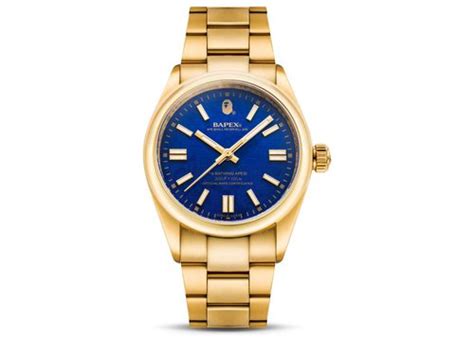 A Bathing Ape Abathing Ape Type 7 Bapex Watch Gold Blue Solesense