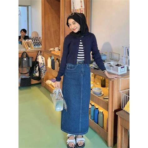 Jual Theana Rok Jeans Belah Belakang Bahan Melar Streach Shopee Indonesia