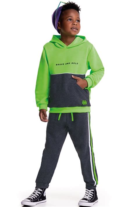 Conjunto Moletom Infantil Menino - Conjunto Moletom Infantil Menino Brave Boca Grande
