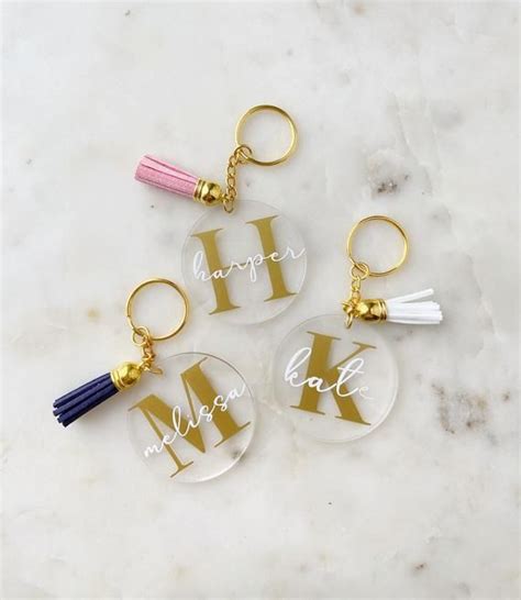 Personalized Acrylic Keychain Personalized Initial Keychain Custom