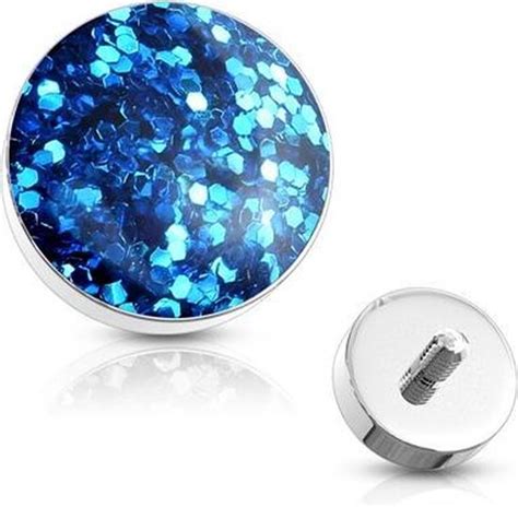 Dermal Top Glitter Licht Blauw LMPiercings Bol