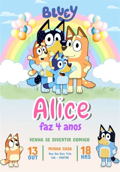 Gr Tis Fazer Convite Online Convite Digital Anivers Rio Bluey Bingo