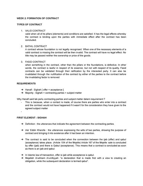 Ilot Formation Of Contract Week 2 Formation Of Contract Types Of