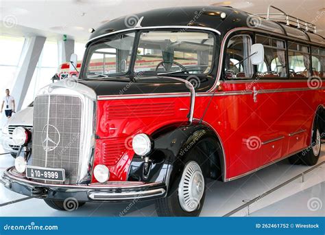 Old Bus Model Of Mercedes Benz At The Mercedes Benz Museum In Stuttgart