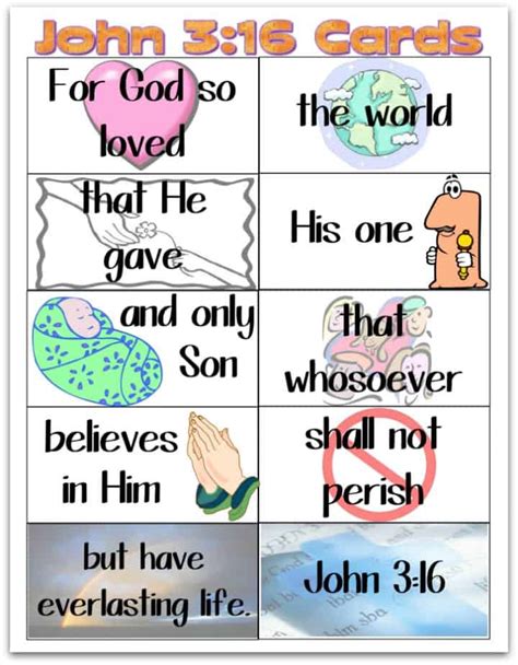 Printable "John 3:16" Bible Memory Flash Cards | Ministry-To-Children