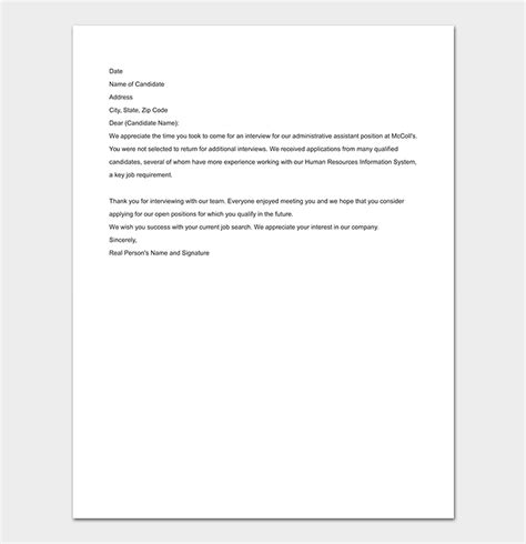 Rejection Letter Template 38 Free Samples Formats