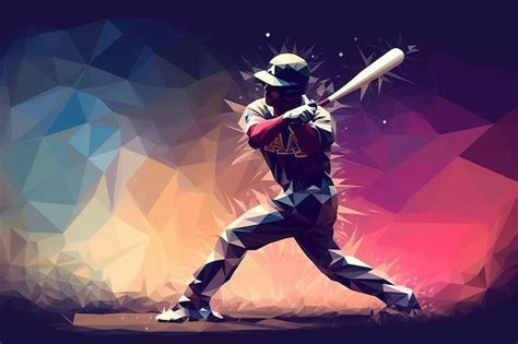 Premium AI Image Baseball Player In A Warp Galaxy Energy Low Poly