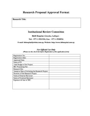 Fillable Online Research Proposal Approval Format Fax Email Print