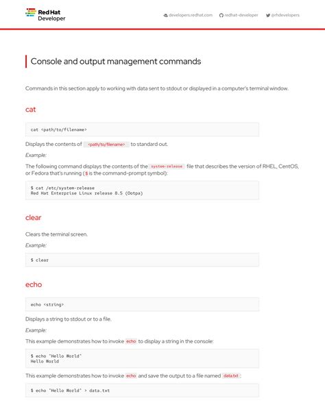 Solution Linux Commands Cheat Sheet Red Hat Developer Studypool