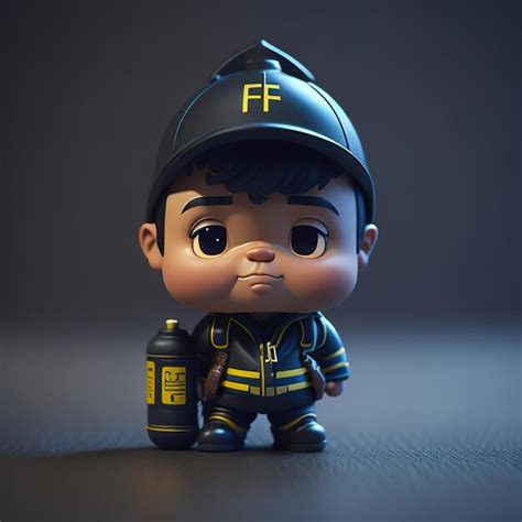 Premium Ai Image A Toy Fireman With A Fire Extinguisher On His Back