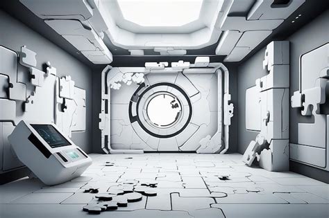 Premium Photo Futuristic Escape Room Virtual Reality Mockup With