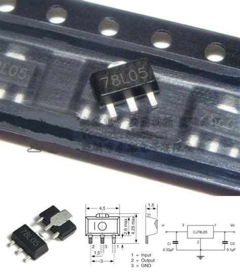 78L05 7805 Voltage Regulator 5V 100mA SOT 89 SMD