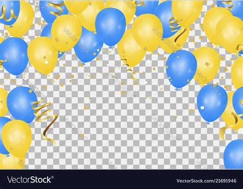 Yellow and blue balloons on the translucent floor Vector Image