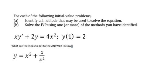 Solved For Each Of The Following Initial Value Problems A