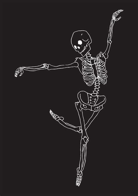 Dancing Skeleton Ballet Dancer Inspirational Vector Illustration