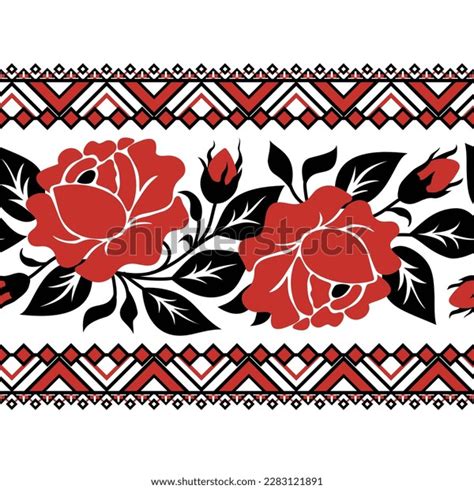 Seamless Border Red Rose Inspired By Stock Vector (Royalty Free ...