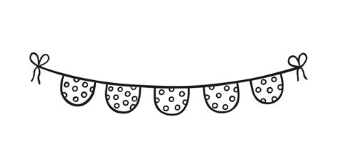 Hand Drawn Party Bunting Flags Doodle Birthday Garland In Sketch Style