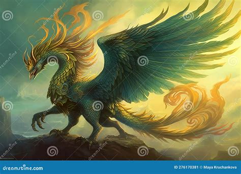 Illustration of Mythical Creature with Wings Stock Image - Image of ...