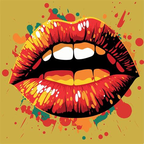 Lips Pop Art Sensual Mouth Fashion Poster Modern Vector Art Design Of Beautiful Woman Lips