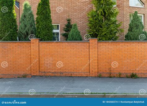 Decorative Brick Fence In Front Of The House Stock Photo Image Of