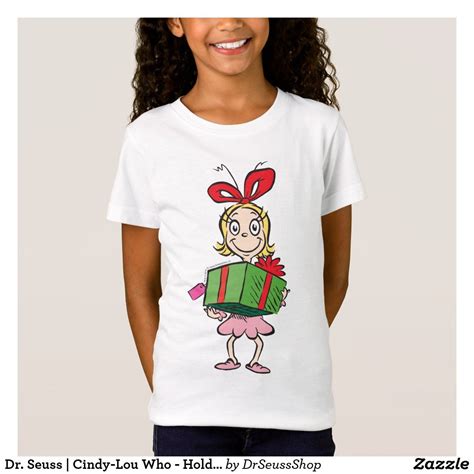 The Grinch Cindy Lou Who Holding Present T Shirt Zazzle In 2022