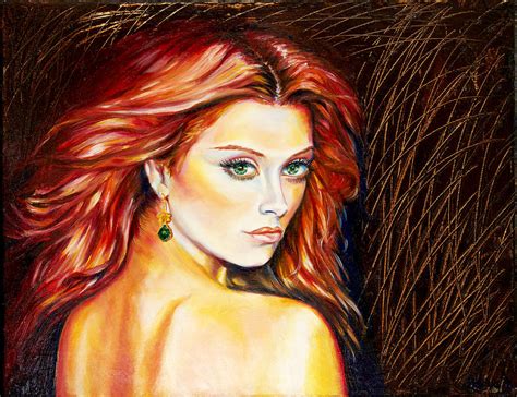 Emerald Gaze Painting By Yelena Rubin Fine Art America