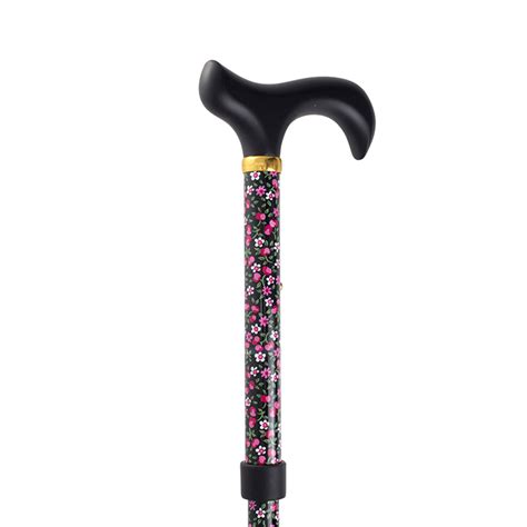 Orthopaedic Black Floral Walking Cane Walkingsticks Co Uk