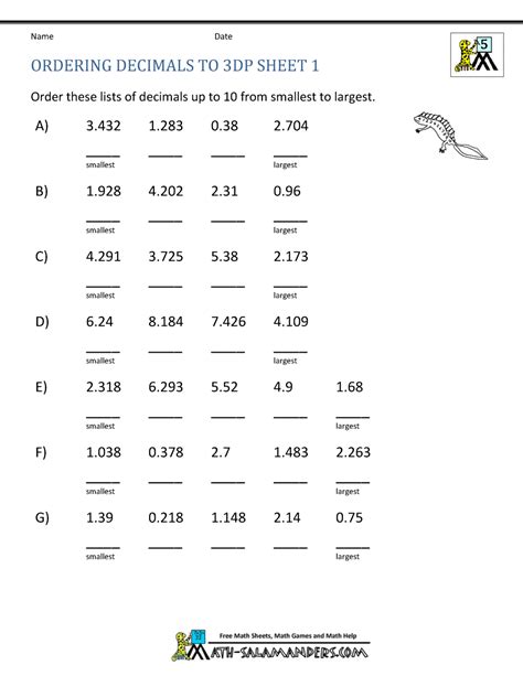 Decimals In Th Grade