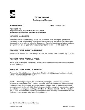 Fillable Online City Of Tacoma Request For Bids Es F Fax Email