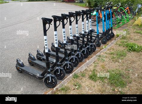 Rental Electric Scooters Parked Stock Photo Alamy