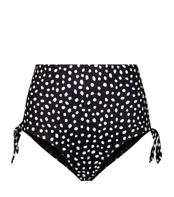 Black Spot Print High Waist Bikini Bottoms New Look