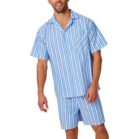 Brilliant Basics Mens Striped Short Sleeve Pyjama Set Blue Big W