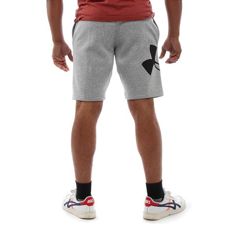 Under Armour Rival Fleece Logo Mens Shorts Grey Black Mr Tekkie