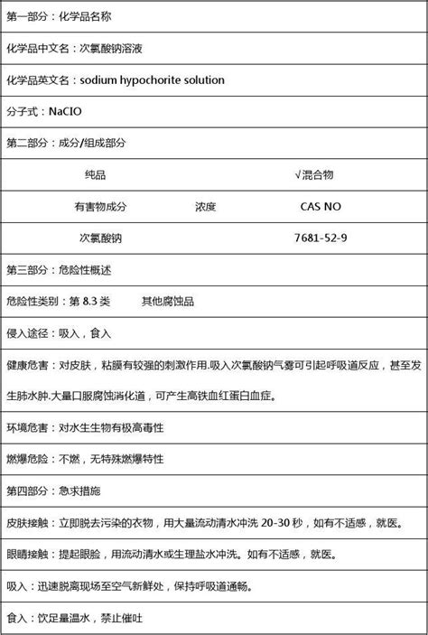 84消毒液安全技术说明书word文档在线阅读与下载无忧文档