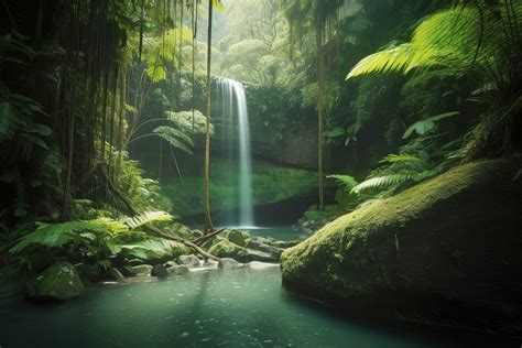 waterfall in a tropical jungle 24400292 Stock Photo at Vecteezy