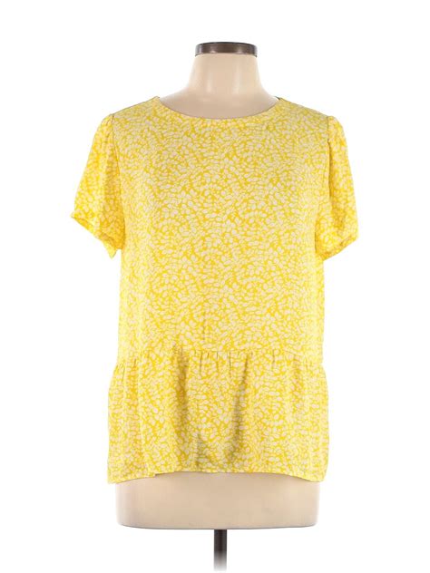 Ann Taylor Loft Women Yellow Short Sleeve Blouse L Ebay