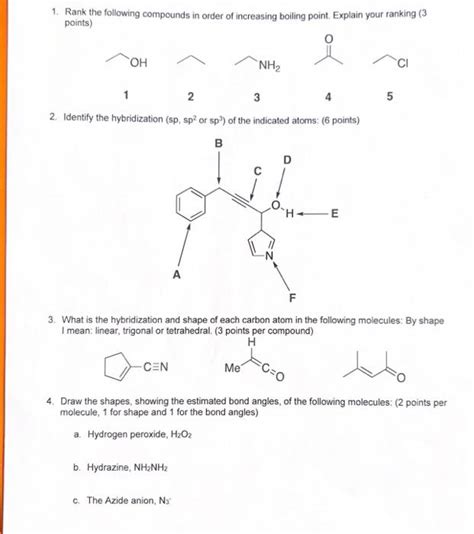 Solved All Questions 1 Rank The Following Compounds In O