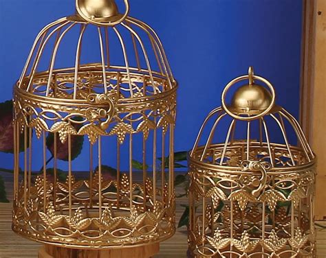 Small Decorative GOLD Metal Bird Cage Grape LEAF Design Wedding or Home Table Decor Choose Size ...