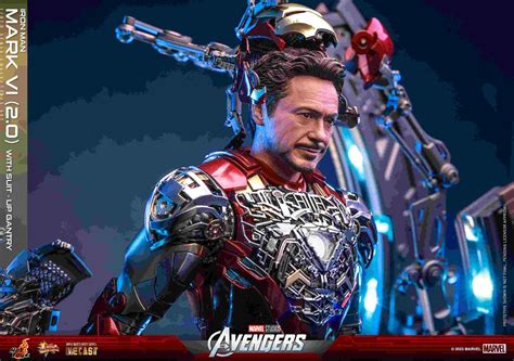 The Avengers Iron Man Mark VI Version 2 And Suit Up Gantry 1 6th Scale Figure From Hot Toys YBMW
