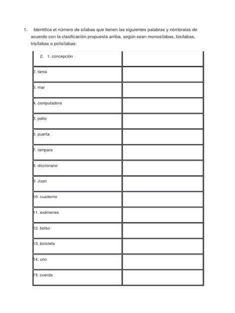 Pdf Identifica El N Mero De S Labas Que Tienen Las Siguientes