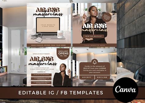 DIY Airbnb Masterclass Flyer And Content Template Bundle For Social