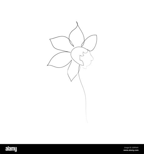 Continuous Line Drawing Of Beautiful Flower Narcissus Stock Vector