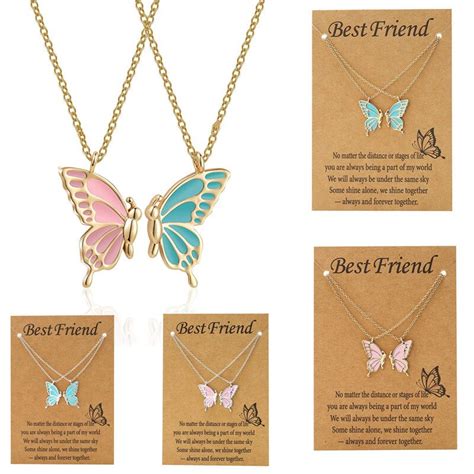 2 Teile Satz Paar Schmetterling Halsketten F R Frauen Bestfriend BFF