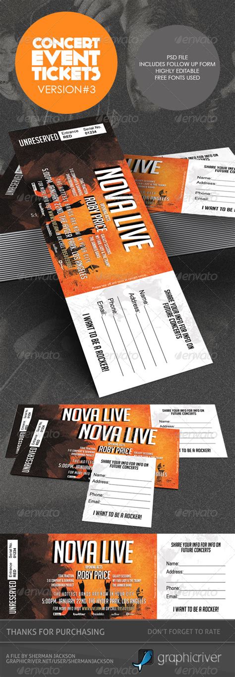 Concert And Event Ticketspasses Version 3 By Shermanjackson Graphicriver