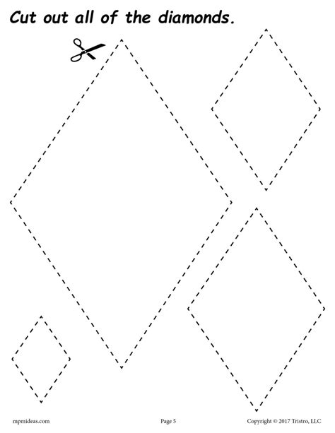 Diamonds Cutting Worksheet Diamonds Tracing And Coloring Page Supplyme