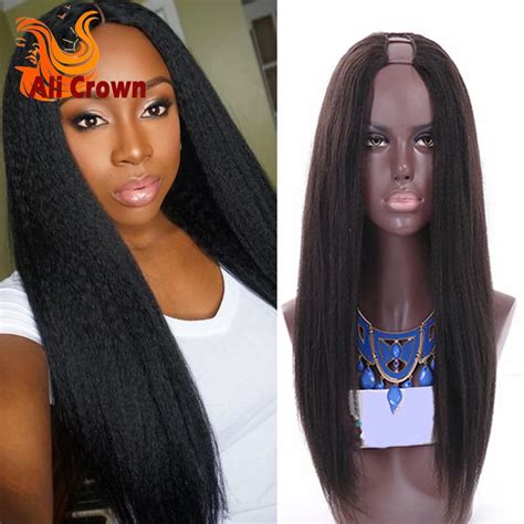 Italian Yaki U Part Human Hair Wigs For Black Women A Brazilian