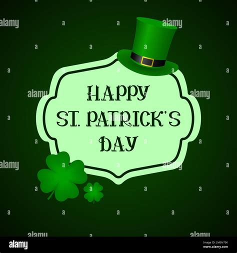 St Patricks Day Greeting Cart With Four Leaf Clover And Leprechaun Hat