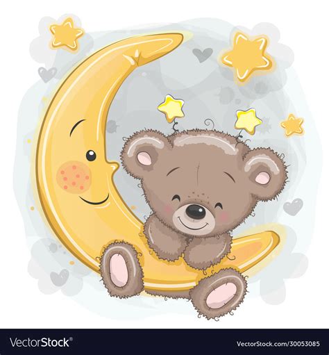 Cartoon Teddy Bear On Moon Royalty Free Vector Image